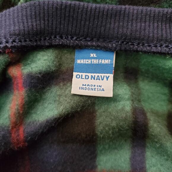 Old Navy XL Green/Blue/Red Plaid Fleece Henley Pajama Romper New - Picture 3 of 6